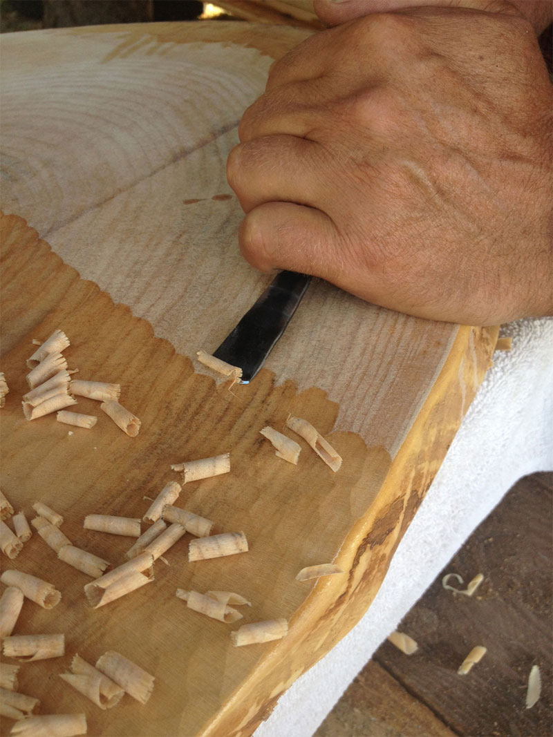 Showing the texture marks on this table top of cherry.