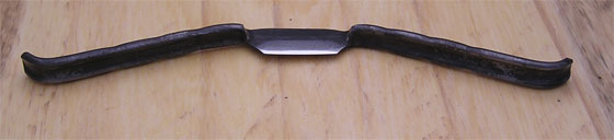Straight Micro-Drawknife hand forged wood working tool by North Bay Forge. A fine wood carving tool for removing wood quickly. Great for furniture carving, carving musical instruments (necks of guitars), boat spars, wood carving with a shaving horse.