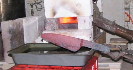 quenching a knife blade
